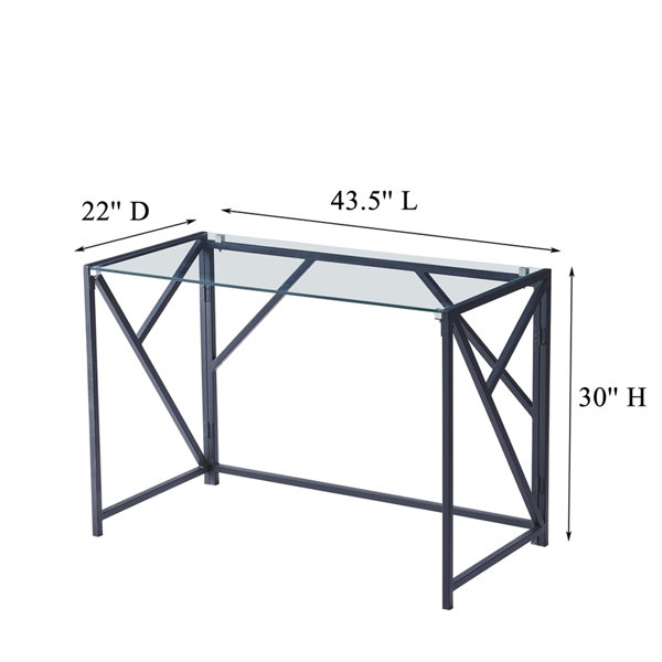 Ebern Designs Tempered Clear Glass Computer Desk/laptop Desk Modern Student Writing Study Desk